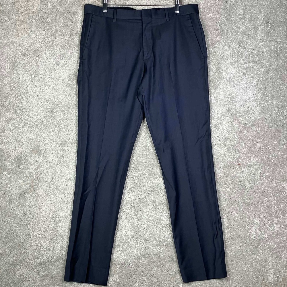 J.Crew Thompson Dress Pants Mens 33x32 Navy Blue Slim Wool Blend Suit Trousers